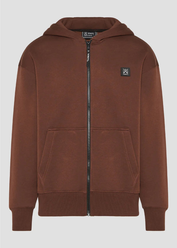 Ανδρική ζακέτα με κουκούλα Vinyl Art Clothing - 52525-33 - off duty zip hoodie oversize fit λευκό καφέ
