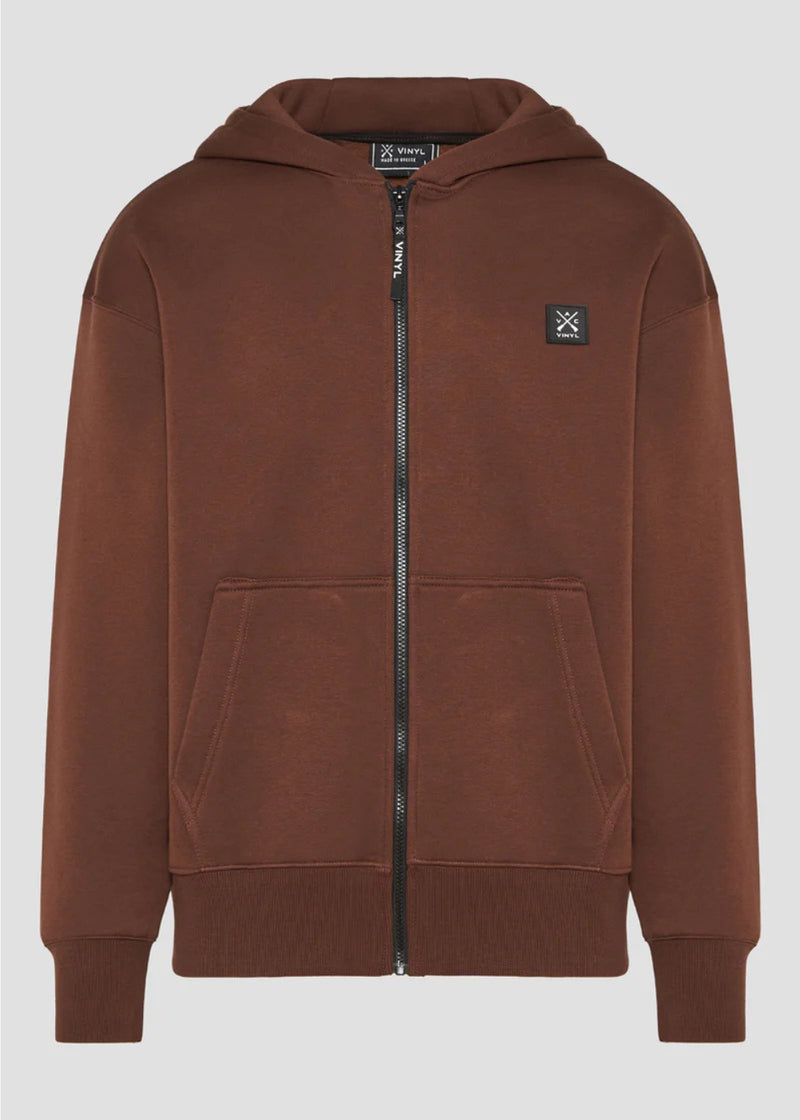 Ανδρική ζακέτα με κουκούλα Vinyl Art Clothing - 52525-33 - off duty zip hoodie oversize fit λευκό καφέ