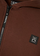 Ανδρική ζακέτα με κουκούλα Vinyl Art Clothing - 52525-33 - off duty zip hoodie oversize fit λευκό καφέ