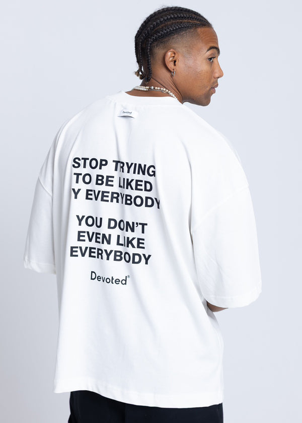 Ανδρική κοντομάνικη μπλούζα DEVOTED-55033W-white oversized Devoted