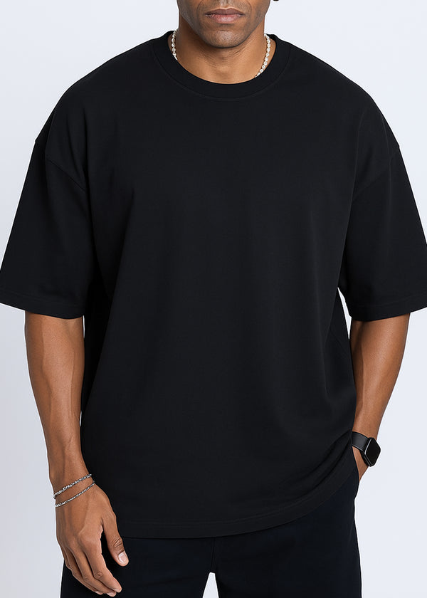 Ανδρική κοντομάνικη μπλούζα DEVOTED-55041B-black oversized Devoted Multi Logo Back