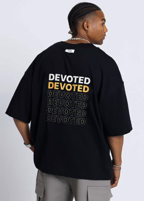 Ανδρική κοντομάνικη μπλούζα DEVOTED-55041B-black oversized Devoted Multi Logo Back