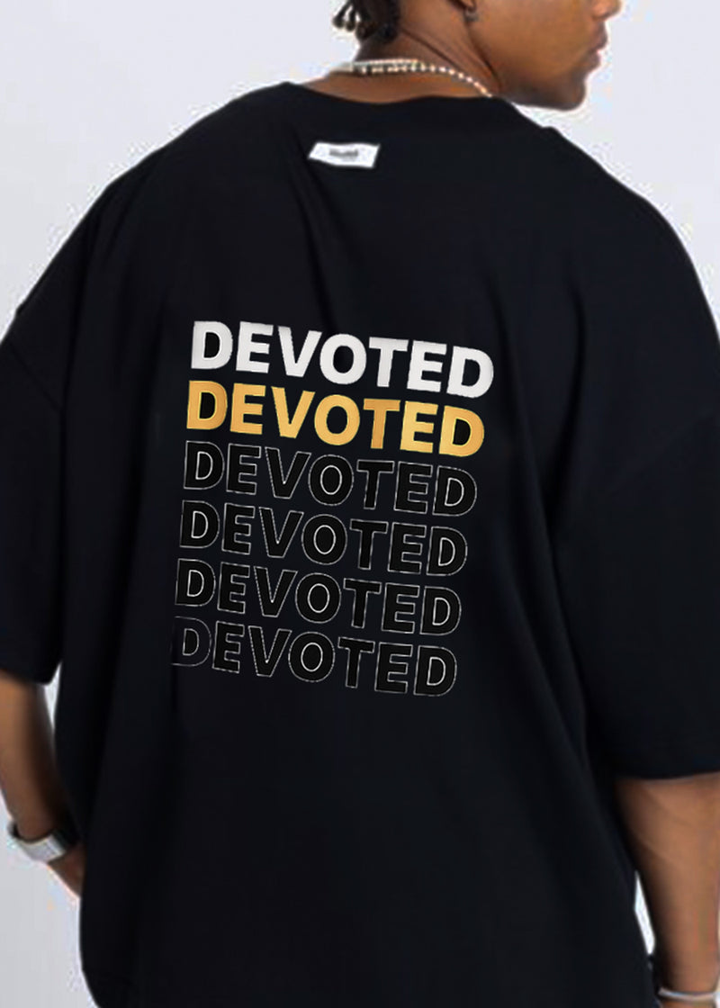 Ανδρική κοντομάνικη μπλούζα DEVOTED-55041B-black oversized Devoted Multi Logo Back