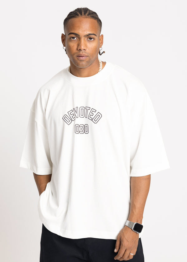 Ανδρική κοντομάνικη μπλούζα DEVOTED-55044W-white oversized Devoted Logo