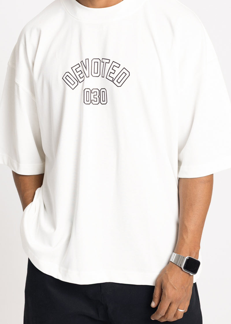 Ανδρική κοντομάνικη μπλούζα DEVOTED-55044W-white oversized Devoted Logo
