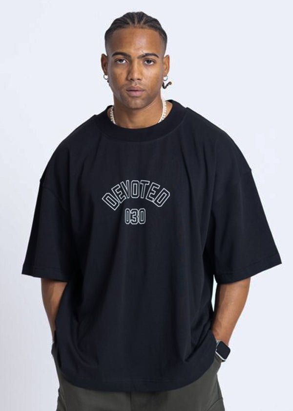 Ανδρική κοντομάνικη μπλούζα DEVOTED-55051B-black oversized Devoted Logo