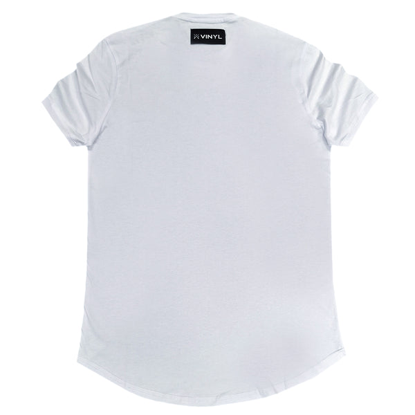 Ανδρική κοντομάνικη μπλούζα Vinyl art clothing - 55970-02 - long line regular fit λευκό