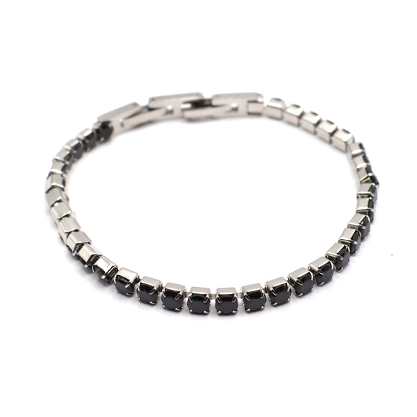 Gang - GNG033 - high quality black gem stainless steel bracelet - silver