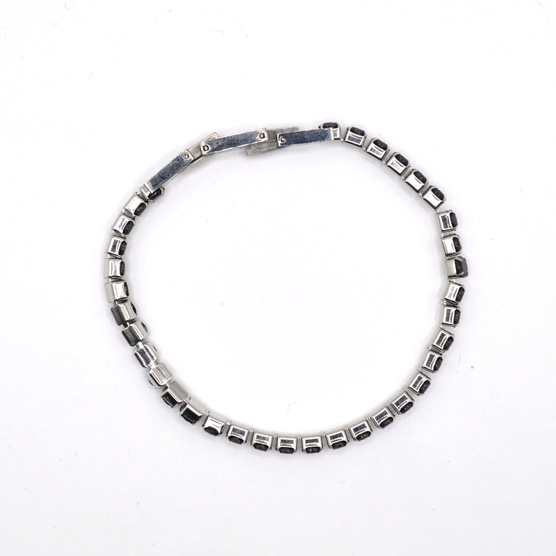 Gang - GNG033 - high quality black gem stainless steel bracelet - silver