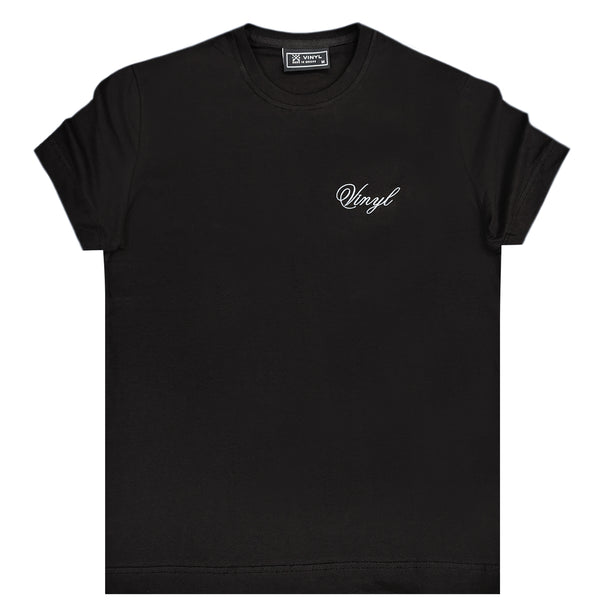 Κοντομάνικη μπλούζα Vinyl art clothing - 58240-01 - signature logo μαύρο