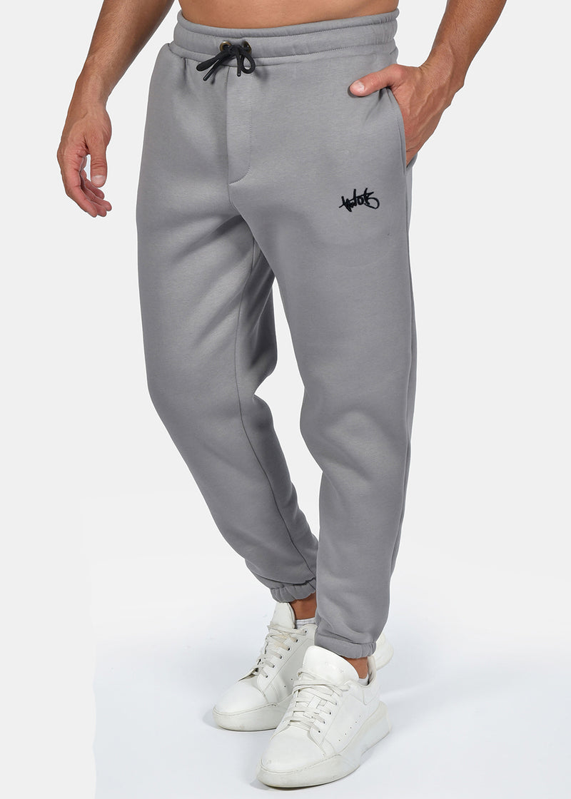 Ανδρική φόρμα με λάστιχο Two Brothers-BT-25590- signature logo regular fit pants γκρι