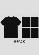 GUF CLOTHING Ανδρική κοντομάνικη μπλούζα μαύρη 5-PACK basic slim fit CP-1100-black-5pack
