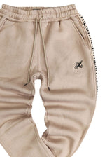 Henry clothing-6-304-beige gold taped pants