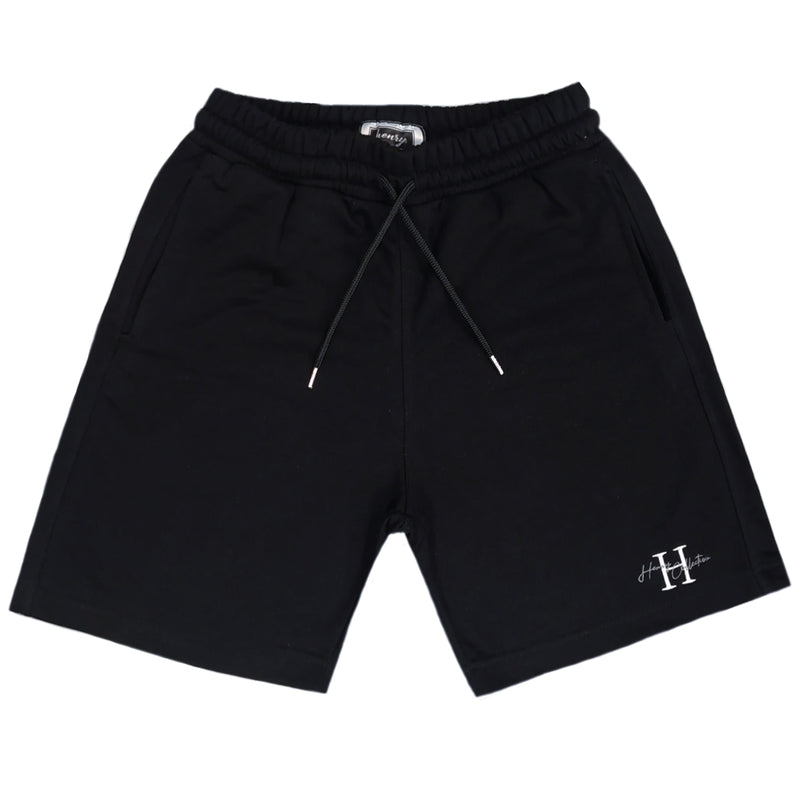 Henry clothing - 6-325 - h logo shorts - Black