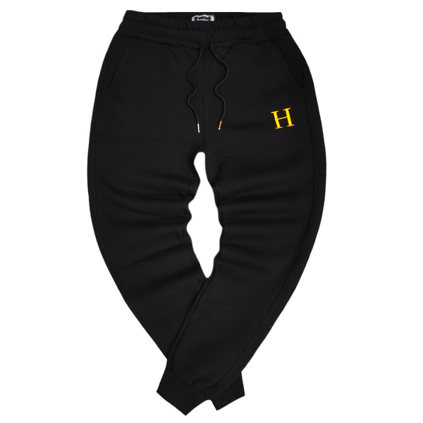 Henry clothing - 6-345 - gold h logo sweatpants - black