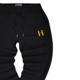 Henry clothing - 6-345 - gold h logo sweatpants - black