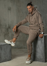 Henry clothing-6-349-calligraphy logo sweatpants-brown