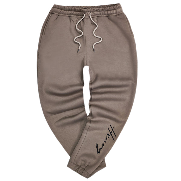 Henry clothing - 6-349 - calligraphy logo sweatpants - brown