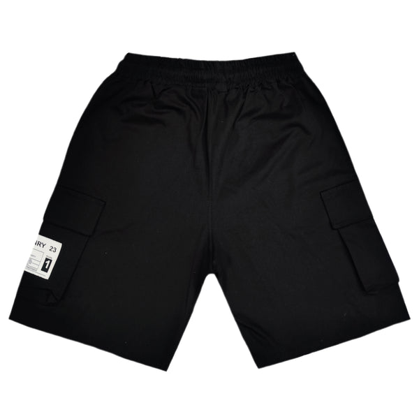 Henry clothing - 6-555 - fabric cargo shorts - black