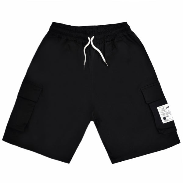 Henry clothing - 6-555 - fabric cargo shorts - black