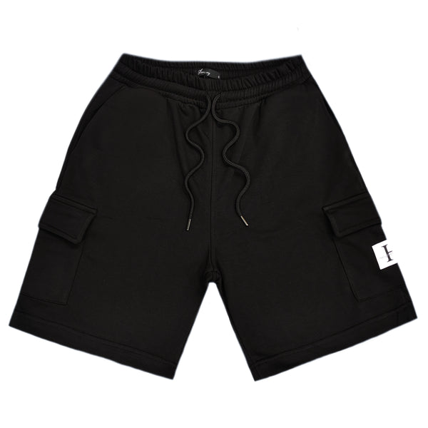 Ανδρική βερμούδα Henry clothing - 6-603 - patch logo cargo shorts μαύρο