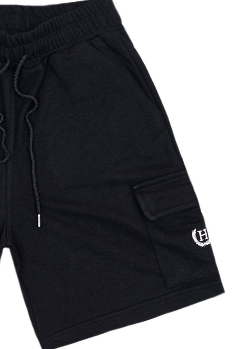 Ανδρική κάργκο βερμούδα φούτερ Henry Clothing - 6-700 - relaxed fit cargo shorts μαύρη