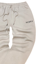 Ανδρική φόρμα Henry clothing-6-818-logo sweatpants beige