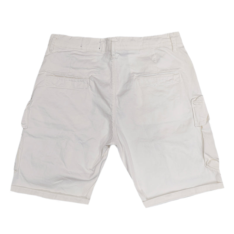 Vinyl art clothing shorts with logo tape - beige