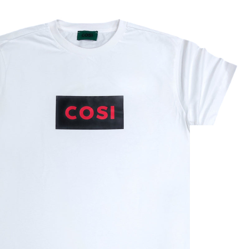 Ανδρική κοντομάνικη μπλούζα Cosi jeans - 61-S23-38 - black box red letters tee λευκό