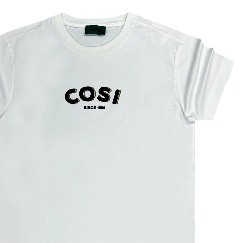 Cosi jeans - 62-W23-11 - gold afterimage logo t-shirt - white