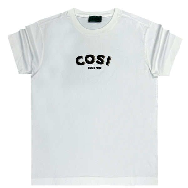 Ανδρική κοντομάνικη μπλούζα Cosi jeans - 62-W23-11 - gold afterimage logo t-shirt λευκό