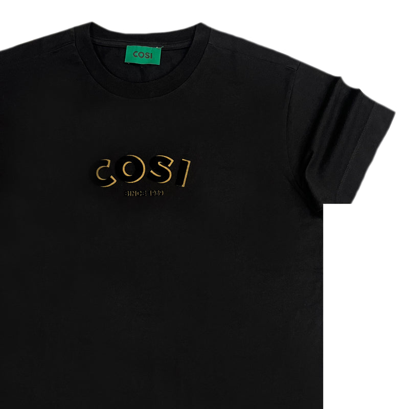 Cosi jeans - 62-W23-11 - gold afterimage logo t-shirt - black