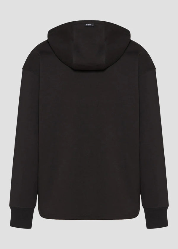 Αδρική ζακέτα με κουκούλα Vinyl Art Clothing - 62626-01 - premium cotton oversized - signature move jacket μαύρο