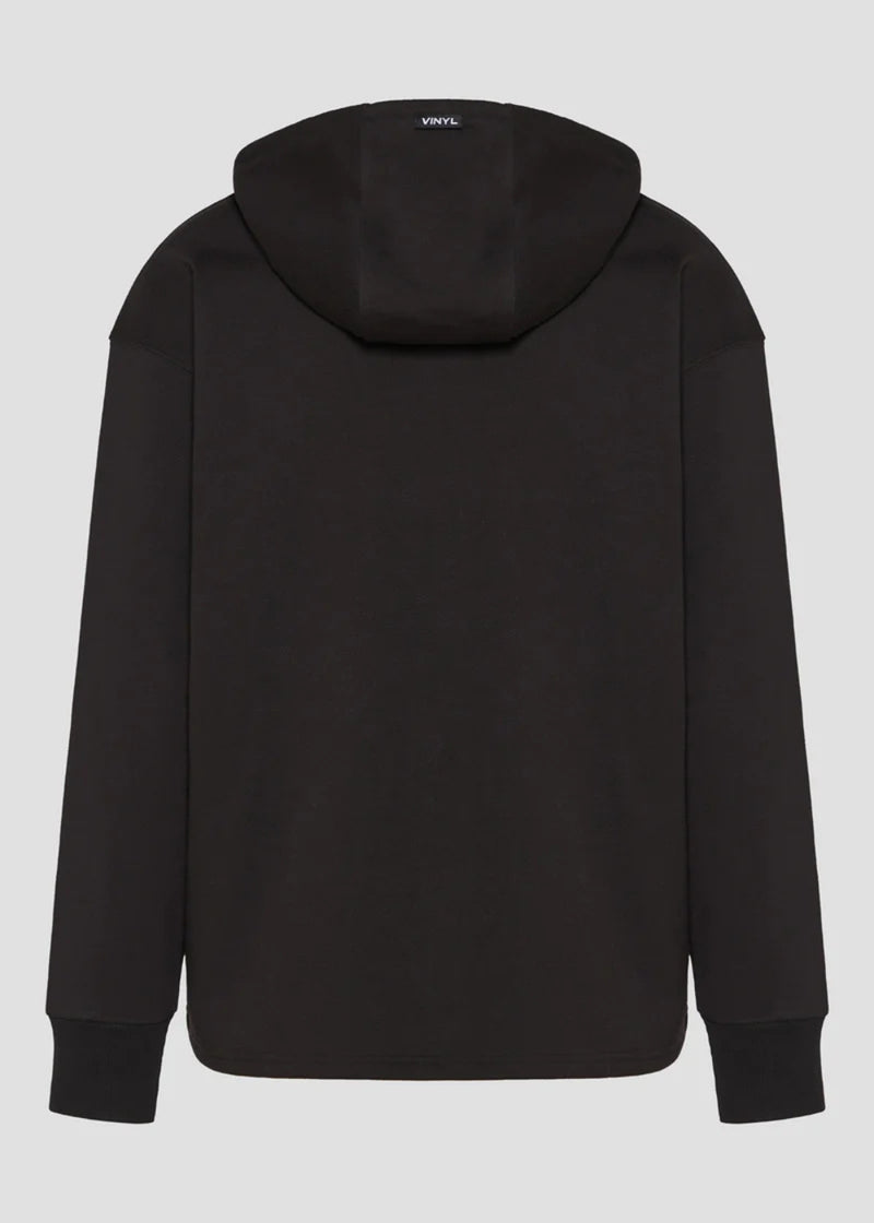 Αδρική ζακέτα με κουκούλα Vinyl Art Clothing - 62626-01 - premium cotton oversized - signature move jacket μαύρο