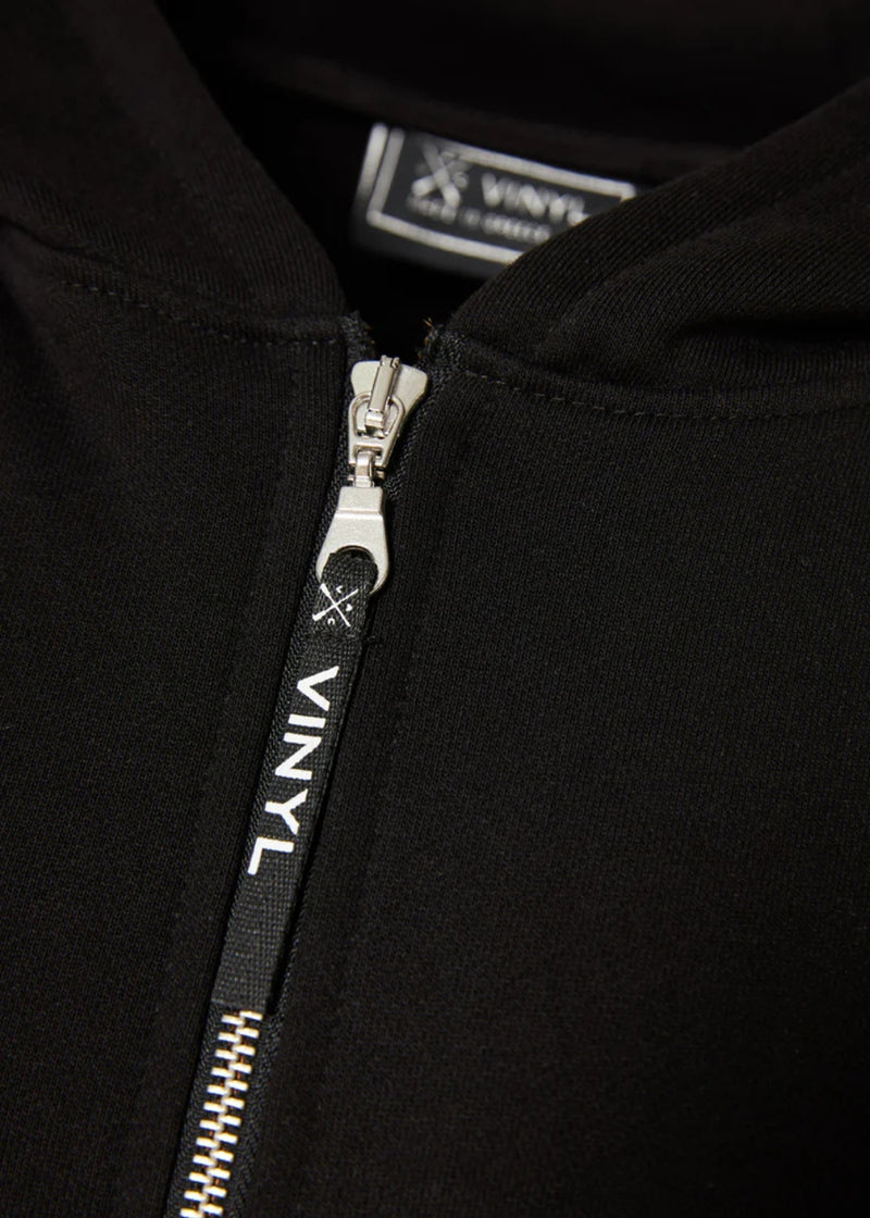 Αδρική ζακέτα με κουκούλα Vinyl Art Clothing - 62626-01 - premium cotton oversized - signature move jacket μαύρο