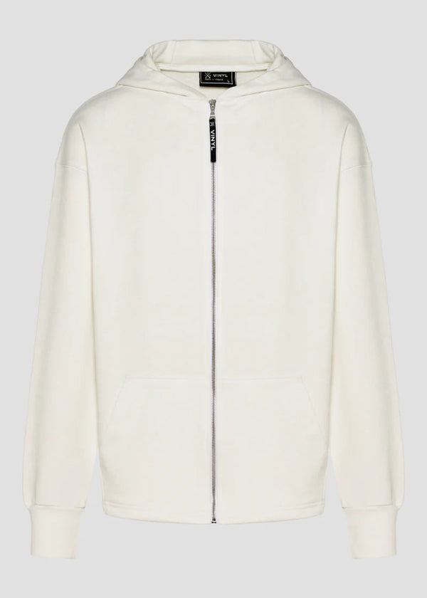 Αδρική ζακέτα με κουκούλα Vinyl Art Clothing - 62626-02 - premium cotton oversized - signature move jacket λευκό