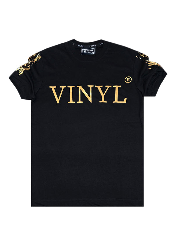 Ανδρική κοντομάνικη μπλούζα Vinyl Art Clothing - 62723-01 - cotton regular fit - golden aura t-shirt μαύρο