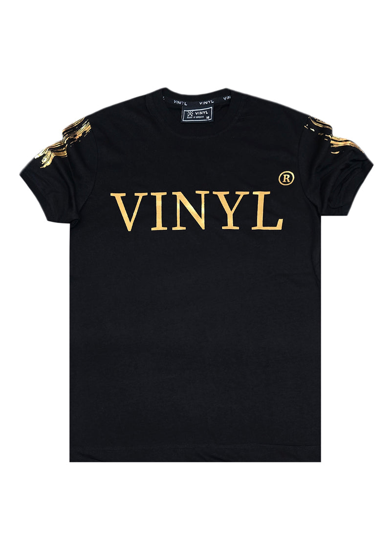 Ανδρική κοντομάνικη μπλούζα Vinyl Art Clothing - 62723-01 - cotton regular fit - golden aura t-shirt μαύρο