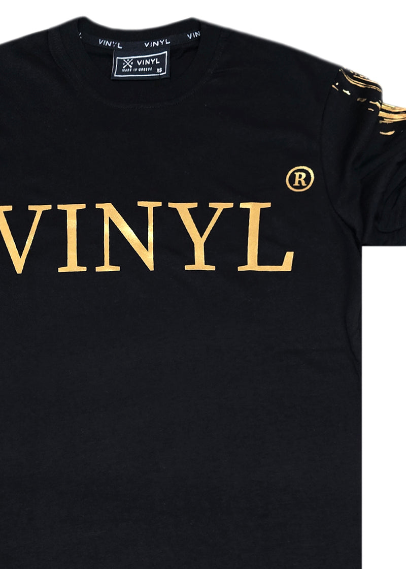 Ανδρική κοντομάνικη μπλούζα Vinyl Art Clothing - 62723-01 - cotton regular fit - golden aura t-shirt μαύρο