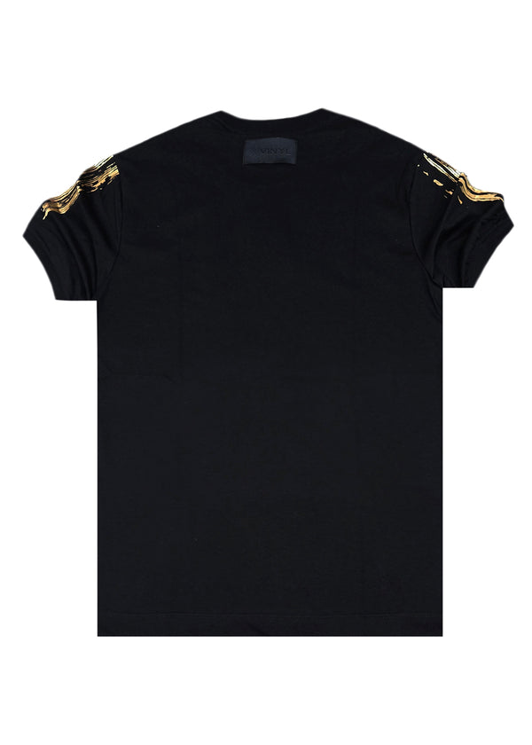 Ανδρική κοντομάνικη μπλούζα Vinyl Art Clothing - 62723-01 - cotton regular fit - golden aura t-shirt μαύρο