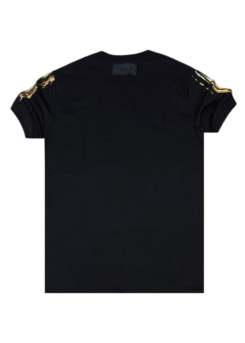 Ανδρική κοντομάνικη μπλούζα Vinyl Art Clothing - 62723-01 - cotton regular fit - golden aura t-shirt μαύρο