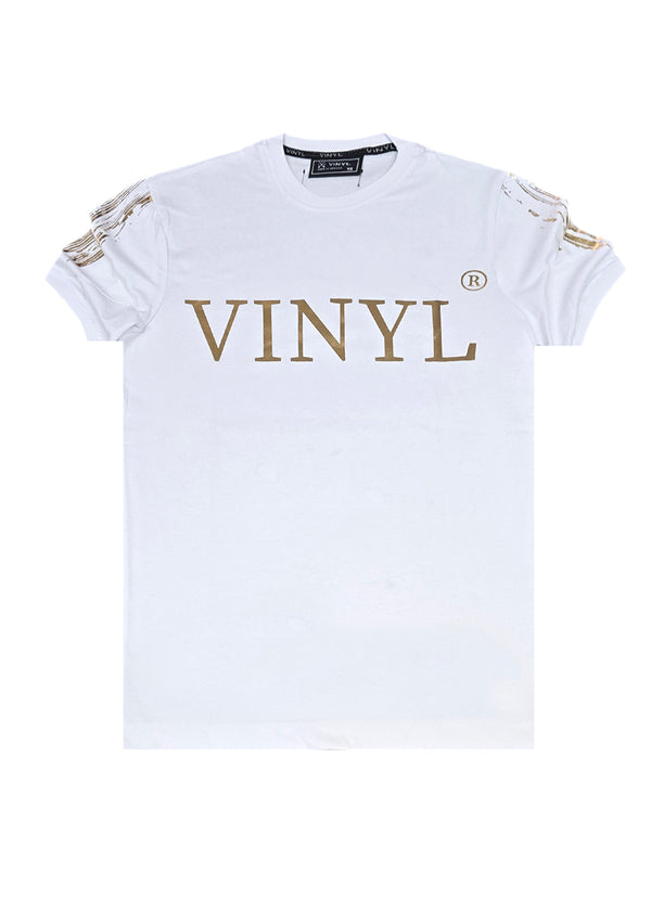 Ανδρική κοντομάνικη μπλούζα Vinyl Art Clothing - 62723-02 - cotton regular fit - golden aura t-shirt  λευκό