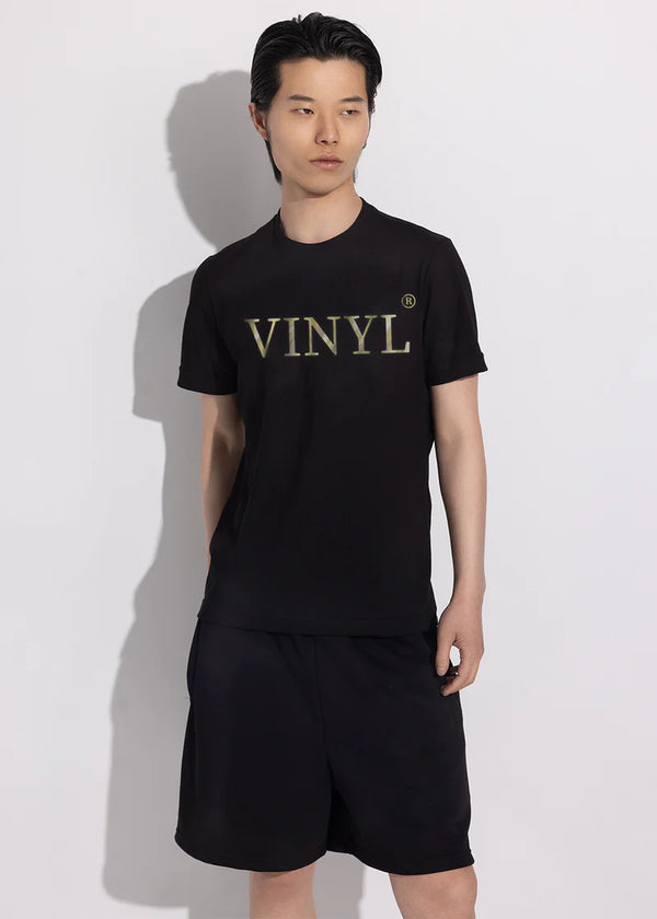 Ανδρική κοντομάνικη μπλούζα Vinyl Art Clothing - 62723-01 - cotton regular fit - golden aura t-shirt μαύρο