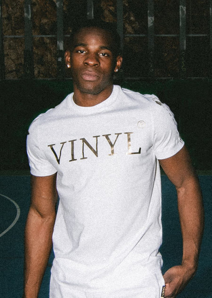 Ανδρική κοντομάνικη μπλούζα Vinyl Art Clothing - 62723-02 - cotton regular fit - golden aura t-shirt  λευκό
