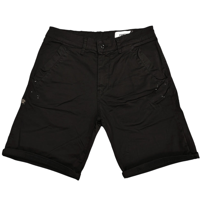 Ανδρική βερμούδα υφασμάτινη Cosi jeans - 63-CUORI - simple paint splatter shorts μαύρο