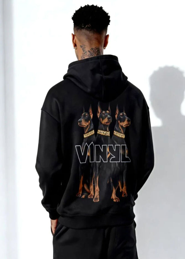 Ανδρικό μακρυμάνικο φούτερ με κουκούλα Vinyl Art Clothing-64550-01-Dogs Gang Hoodie oversized μαύρη