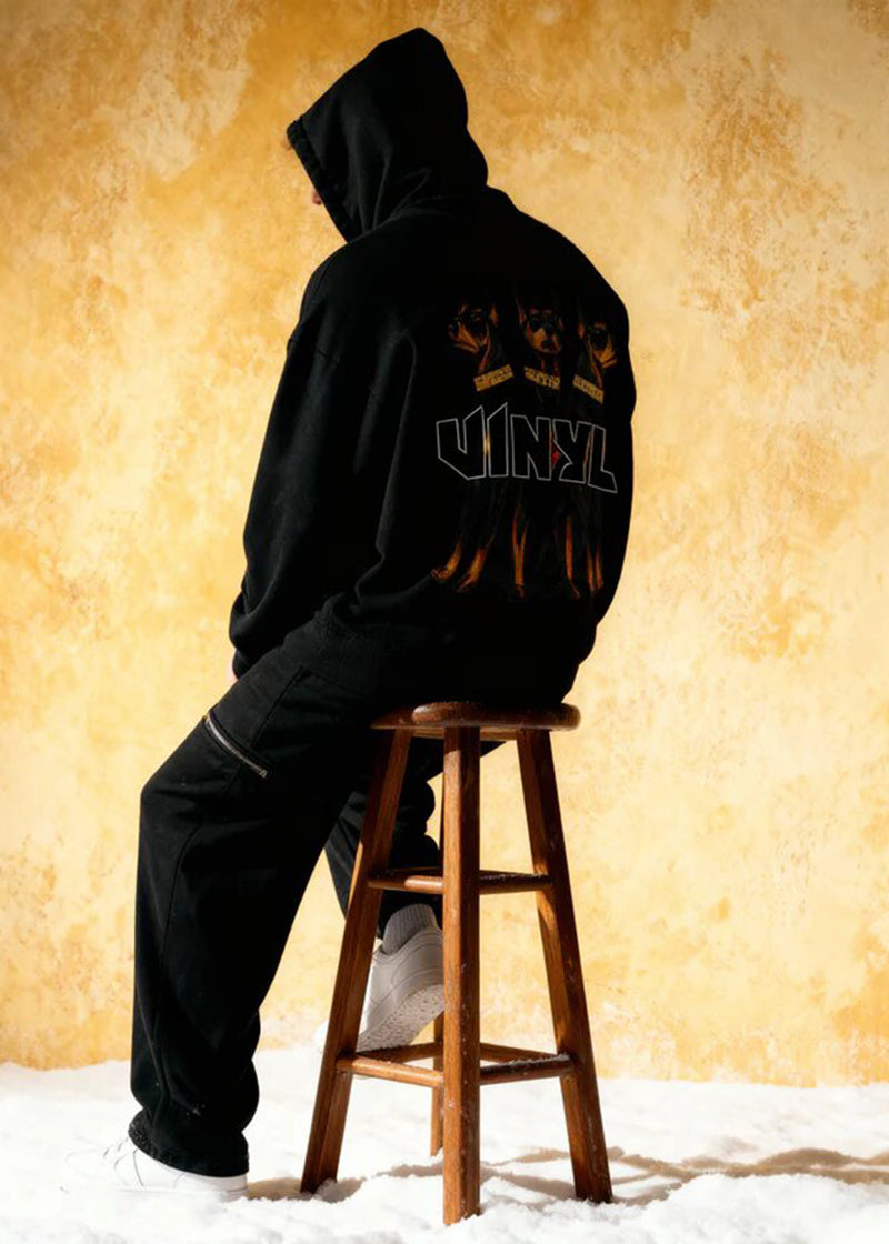 Ανδρικό μακρυμάνικο φούτερ με κουκούλα Vinyl Art Clothing-64550-01-Dogs Gang Hoodie oversized μαύρη