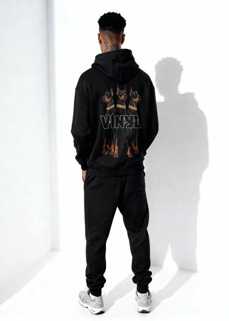 Ανδρικό μακρυμάνικο φούτερ με κουκούλα Vinyl Art Clothing-64550-01-Dogs Gang Hoodie oversized μαύρη