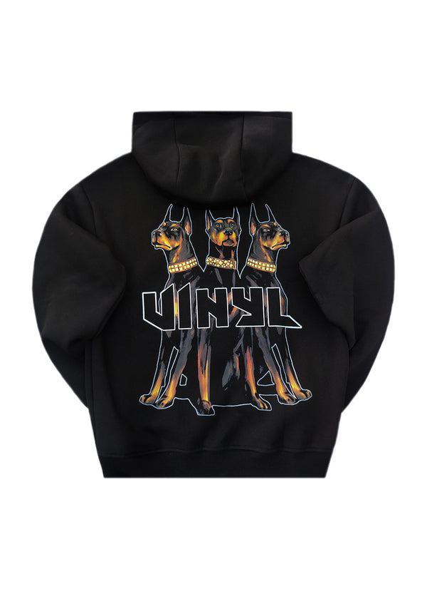 Ανδρικό μακρυμάνικο φούτερ με κουκούλα Vinyl Art Clothing-64550-01-Dogs Gang Hoodie oversized μαύρη