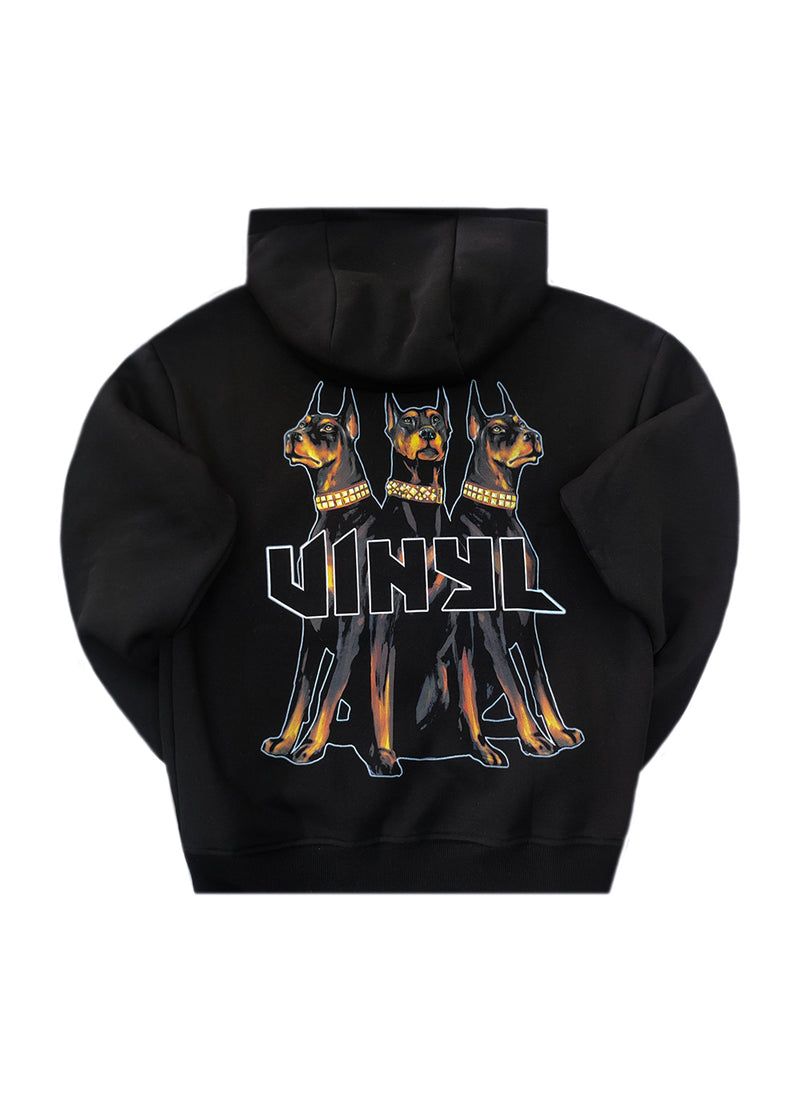 Ανδρικό μακρυμάνικο φούτερ με κουκούλα Vinyl Art Clothing-64550-01-Dogs Gang Hoodie oversized μαύρη